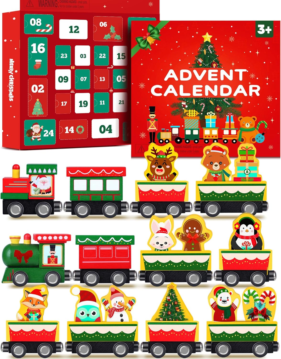 Magnetic Wooden Animal Train Set by Toddler | 24-Day Christmas Advent Calendar for Kids
