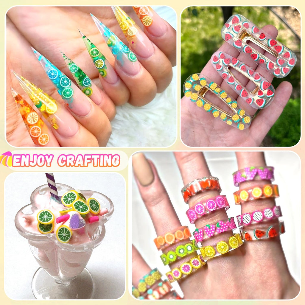 TINKRSTUFF Fruit Slice Polymer Clay Slime Add-Ins | 24-Grid Assorted Fimo Sprinkles for Nail Art & DIY Crafting