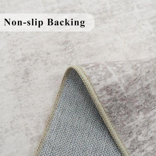 HY HAOYUNLAI Runner Rugs 2'6"x12" - Soft Non-Slip Kitchen Rug with Rubber Backing | Washable Beige/Cream Abstract Design