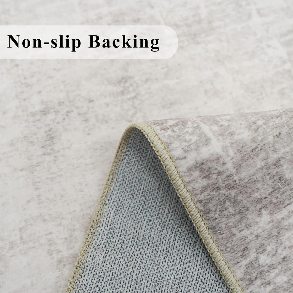 Skiennix Washable 3x5 Kitchen Area Rug - Non-Slip, Water-Resistant, Soft Beige/Cream Doormat