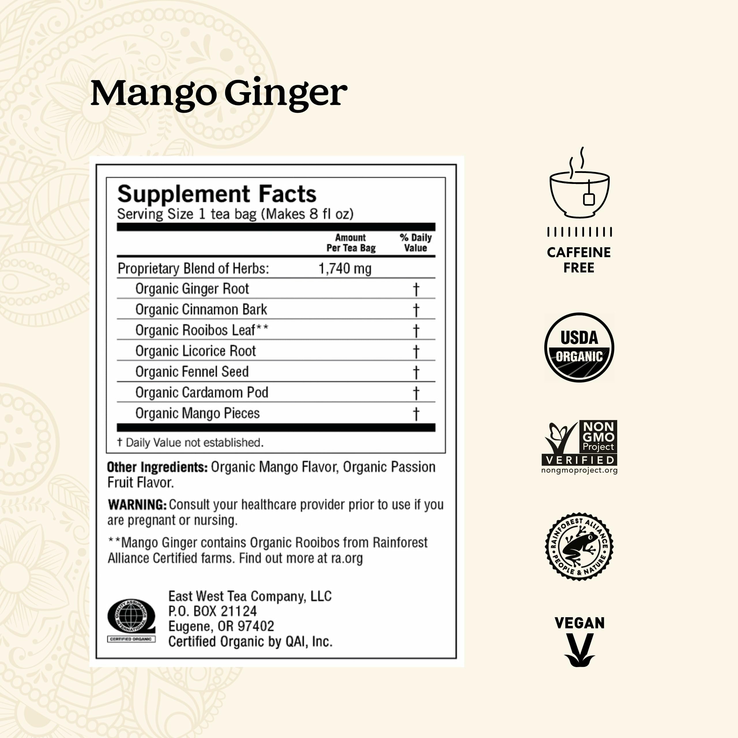 Yogi Tea Mango Ginger - 16 Bags per Pack (4 Packs) - Organic Ginger Root Tea to Support Healthy Digestion - Contains Antioxidants - Includes Cinnamon Bark, Rooibos Leaf, Mango Flavor & More
