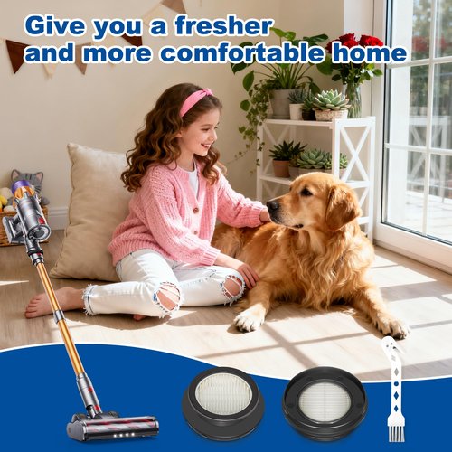 4 Pack X7A HEPA Filter Replacements Compatible with SunSare X7A-US Cordless Stick Vacuum Cleaner with Touch Screen and SunSare X7A Handheld Vacuum Cleaners for Home, 4 HEPA Filters, 1 Cleaning Brush