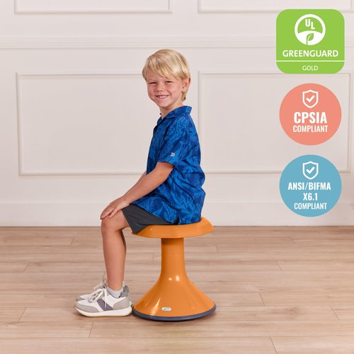 ECR4Kids ACE Active Core Engagement Wobble Stool, 15-Inch Seat Height, Flexible Seating, Orange