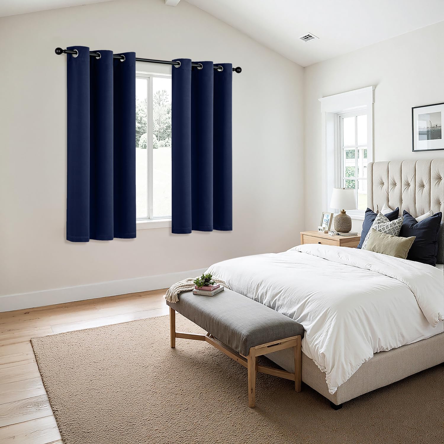MIULEE Navy Blue Blackout Curtains - Thermal Insulated Room Darkening Drapes | 40 x 48 Inches, 2 Panels
