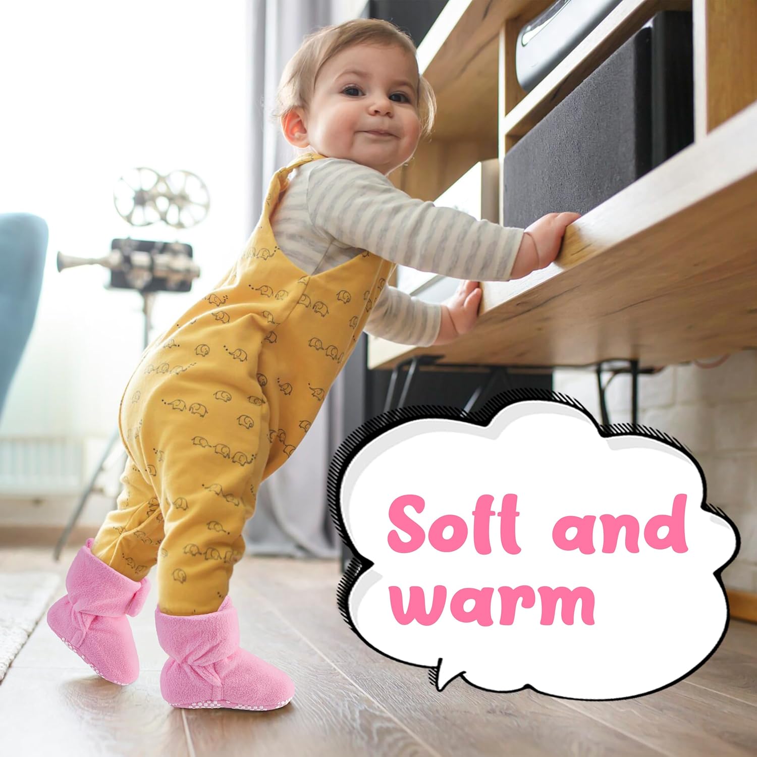 Pro Goleem Fleece Baby Booties - Warm, Cozy Slippers with Non-Slip Design | Unisex Newborn Gifts