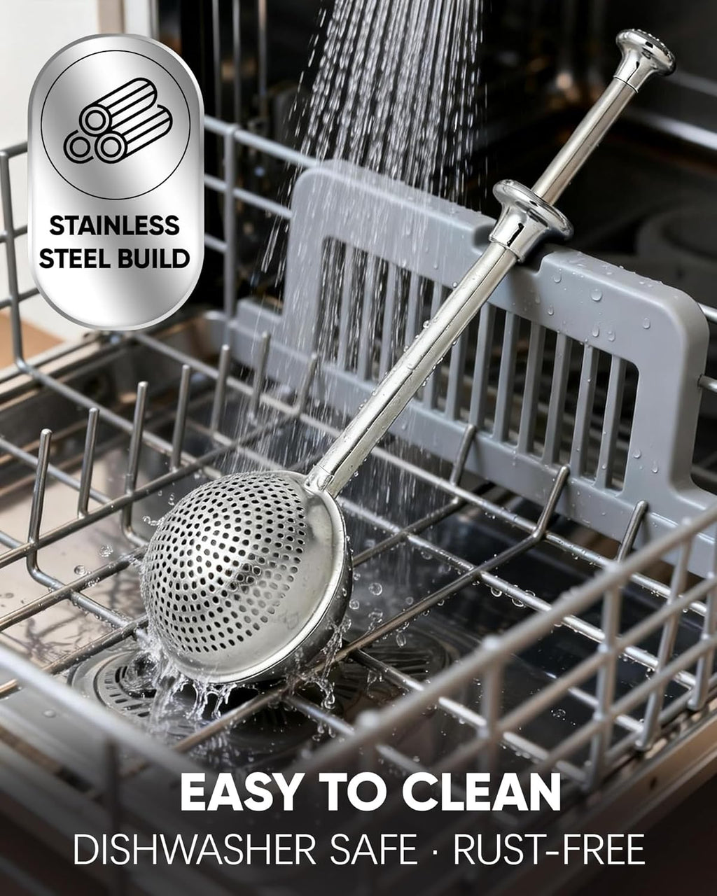 Skiennix Flour Duster - Stainless Steel Baking Sifter with One-Handed Spring Handle | Fine Mesh for Even Dusting