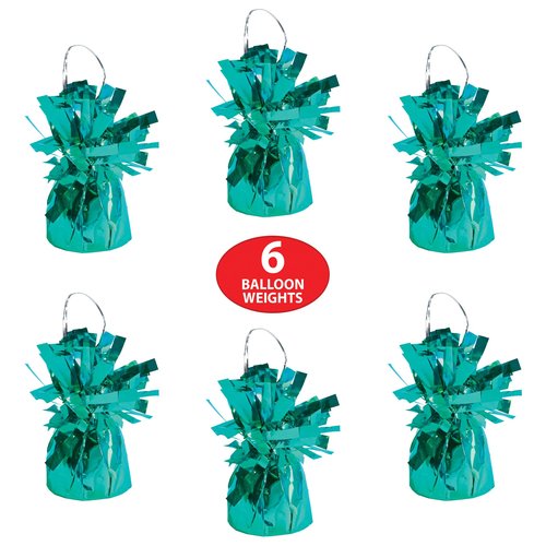 Beistle Metallic Wrapped Balloon Weight – 6 Pack, Turquoise Balloon Centerpiece Bouquet Holders, Party Decoration Accessories for Birthdays, Weddings, Graduations, and Retirement Celebrations, 6 Oz