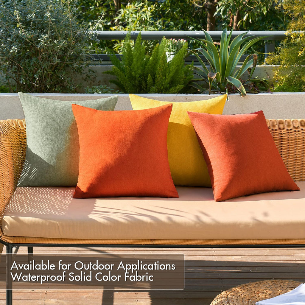 MIULEE Decorative Outdoor Throw Pillow Covers - Waterproof Linen Cushion Cases | Pack of 4, 18x18 inch, Rust Green for Halloween & Patio