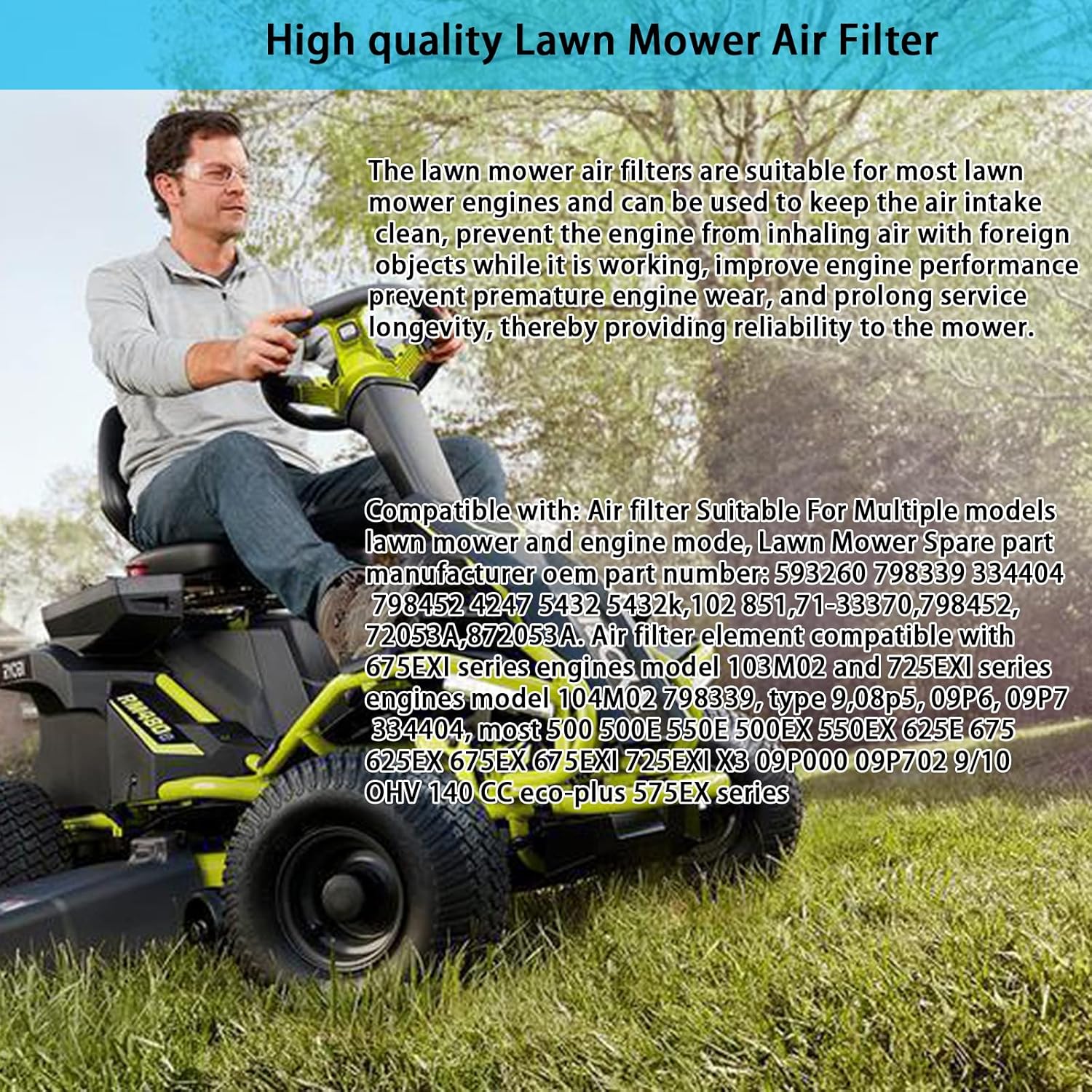 Skiennix Air Filter - Premium Replacement for Lawn Mower Engines | Fits 500EX, 550EX, 575EX & More (2 Pcs)