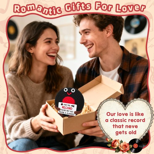 Vinyl Records Easter Basket Stuffers for Teens Boy Men Music Lover, Easter Birthday Gifts for Men Him Boyfriend Dad Coworker Boss Appreciation Gifts Anniversary Mens Gift Handmade Crochet Vinyl Record