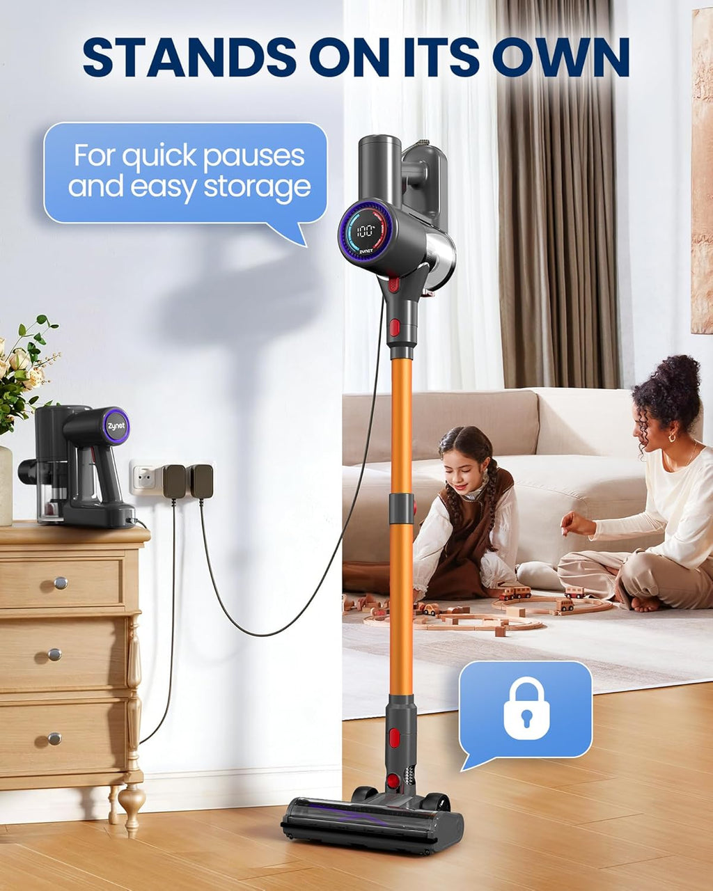S8 Cordless Vacuum Cleaner - 500W Lightweight Stick Vacuum with LED Display & 40-Minute Runtime | Ideal for Hard Floors, Carpets & Pet Hair
