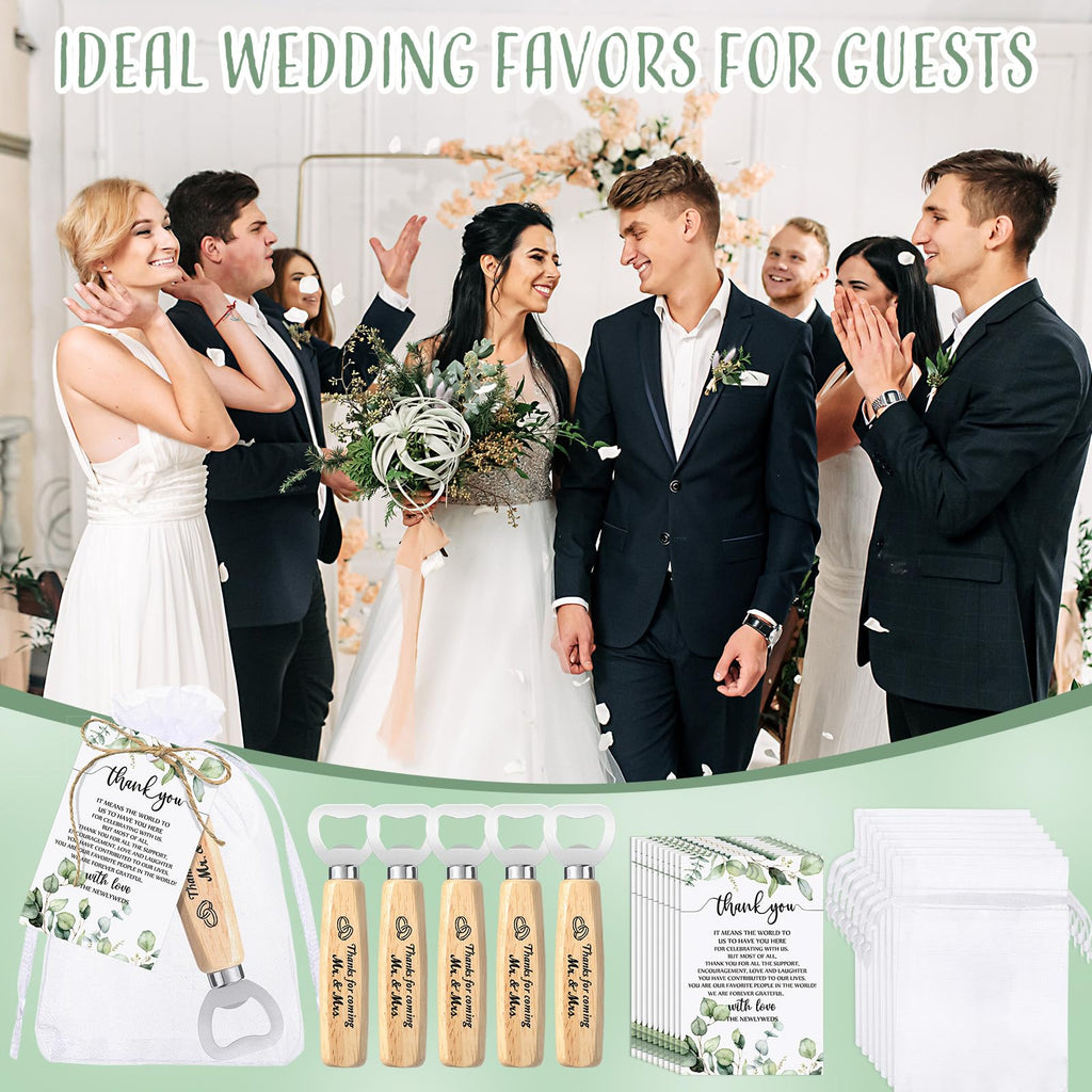 Dandat 100 Set Wedding Favors: Bottle Opener, Thank You Cards, Organza Bags & Jute Twine for Party Favors & Decoration