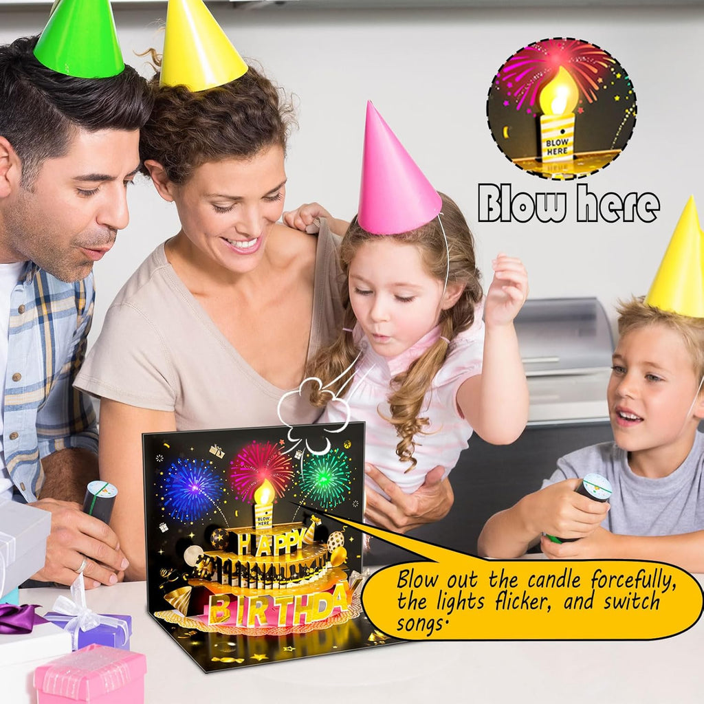 Pop Up Birthday Cards - LED Light & Music, 3D Balloons, Perfect Gift for Men, Women, Kids & Dad