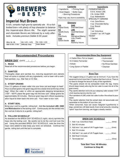 Imperial Nut Brown Homebrew Beer Ingredient Kit