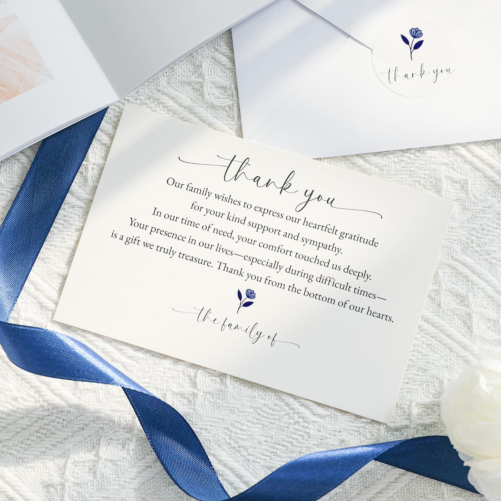Slyitokbhr Thank You cards for Funeral with Envelopes Message Inside, 50 Pack 4×6 Inch Sympathy Thank You Cards After Funeral Notes