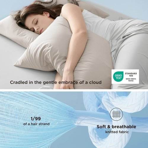 Bedsure Cooling Pillow Cases for Hot Sleepers, Cool Pillowcases for Night Sweats, Zipper Pillow Cases Queen Set of 2, Silky Soft & Breathable Cold Pillow Covers for Hair & Skin, Beige, 20x30 Inches