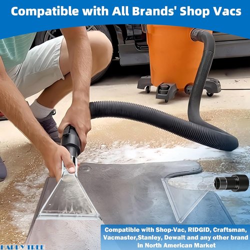 Happy Tree Shop Vac Attachment - Universal Fit with Clear Heads for Upholstery & Carpet Cleaning | 7.5" & 3.5" Adapters