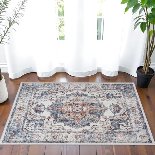 Hallway Washable Runner Rug - Vintage Soft Non-Slip Indoor Carpet for Entryway, Kitchen & Bathroom (2x3, Brick)