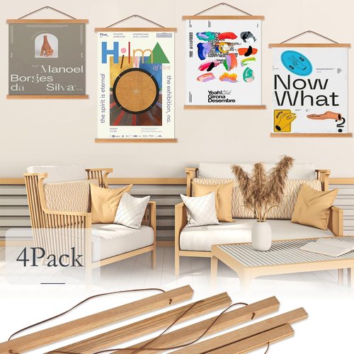Artmag Magnetic Poster Hanger Frame - 4 Pack Light Wood Design for 20x28, 20x30, 20x26 Canvas Art (Teak, 20")