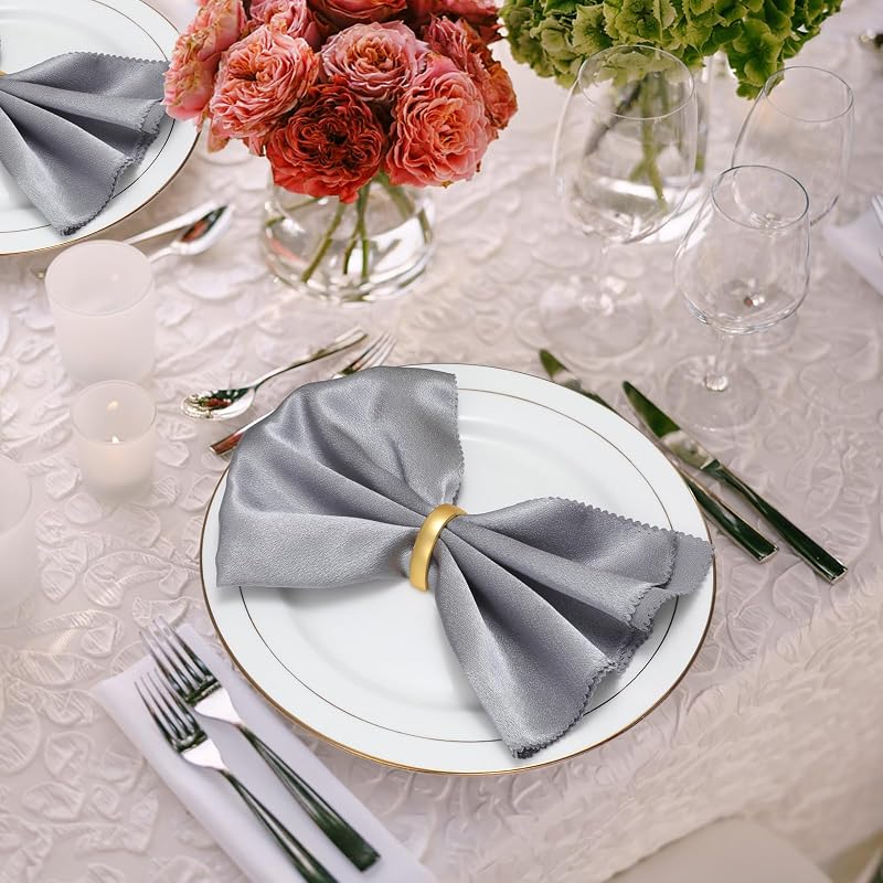 Matte Gold Napkin Rings Set of 48 - D-Shape Bulk Napkin Holders for Thanksgiving & Christmas - 1.8 x 1.18 in