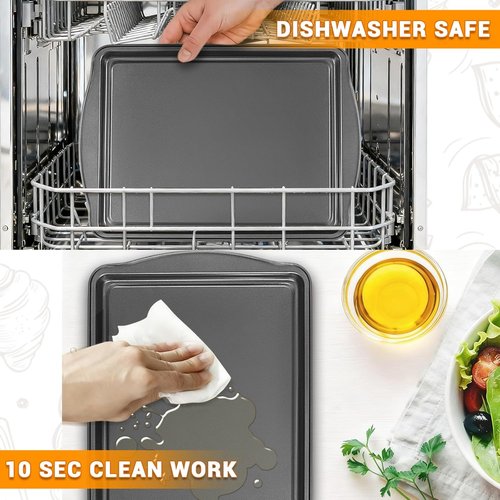 Carbon Steel Baking Pan Set by [Brand Name] | Nonstick 17-Inch Cookie Sheets - Rust & Warp Resistant, Easy Clean
