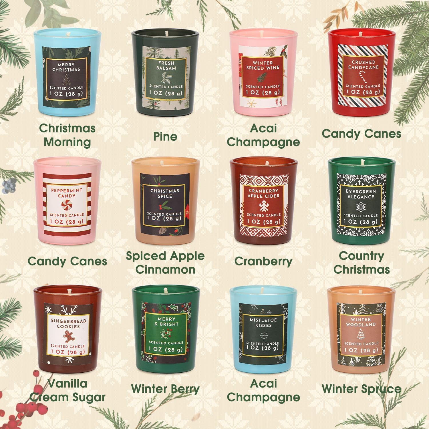 Skiennix 2025 Advent Calendar Candles - 12 Days of Scented Soy Wax Candles | Perfect Christmas Gift Set