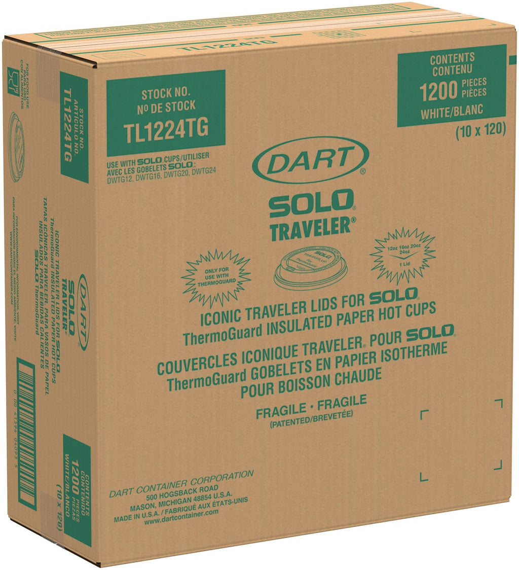 Lids for ThermoGuard, White Traveler, 1200ct for 12oz - 24oz