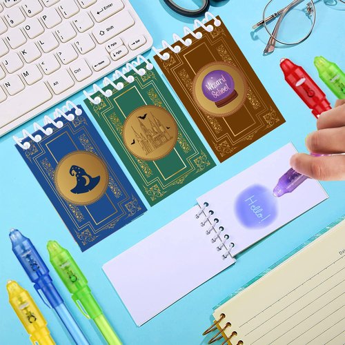 Jiaoohoo 24 Pcs Magical Wizard party favors,12 invisible ink pen and 12 Magical mini Notepads, Magical Wizard party Goodie Bag Stuffers, Classroom Prizes, party supplies