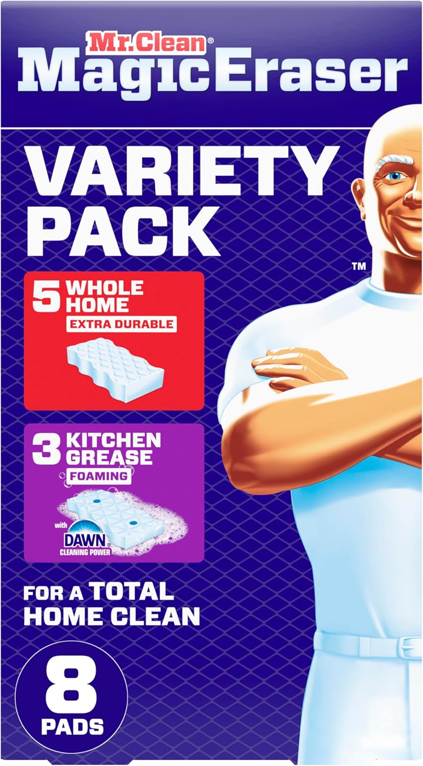Mr. Clean Magic Eraser Sponge - All-Purpose Cleaning Pads | 5 Extra Durable & 3 Grease Erasers
