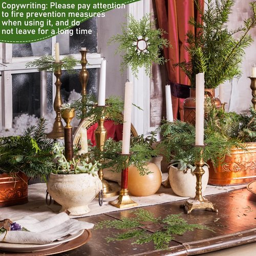 Canlierr Christmas Pine Taper Candle Rings - 12 Pack Mini Holders for Holiday Decor | 1.38 Inch