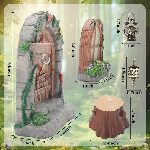 Exasinine Fairy Door Set - 6 Pcs Glow in The Dark Miniature Garden Accessories | Outdoor Decor with Lanterns