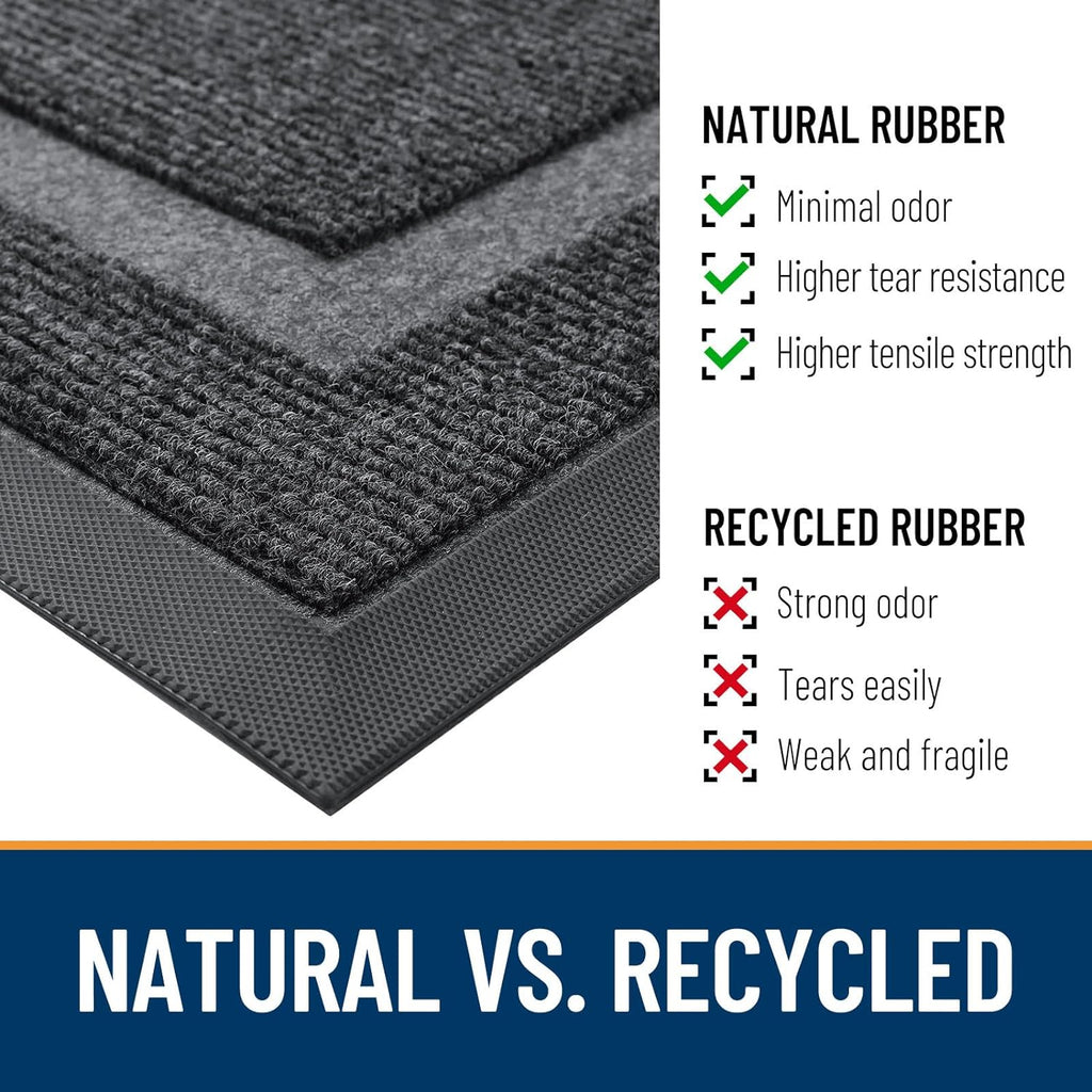 OLANLY Indoor Outdoor Front Door Mat - Waterproof All-Weather Doormat, Easy Clean | 33x21, Grey