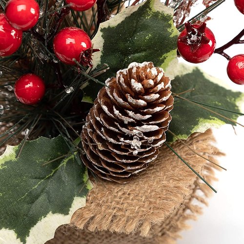 LOHASBEE Mini Christmas Tree - 10-Inch Portable Tabletop Decor with Red Berries | 2-Pack for Holiday Celebrations