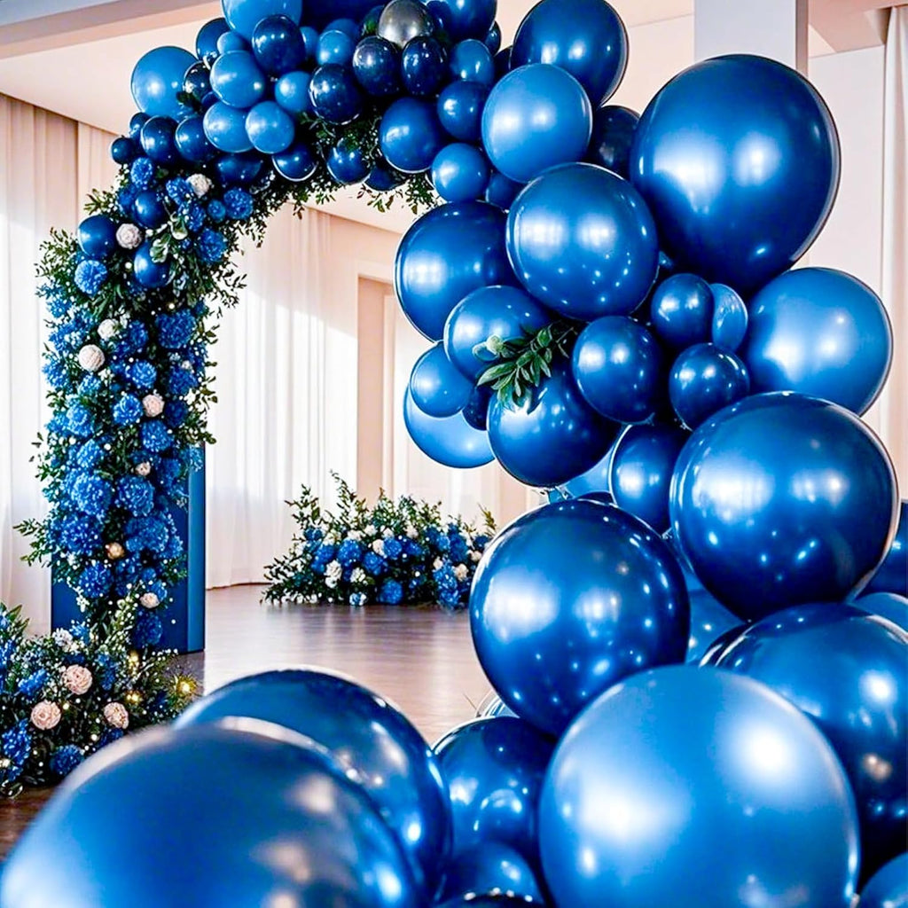 PartyWoo Metallic Blue Balloons - 36 Inch Chrome Latex Helium Balloons for Events | 4pcs