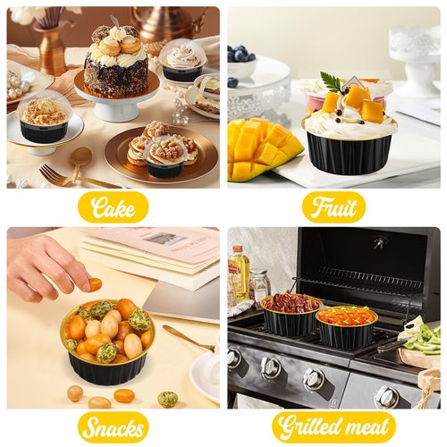 60 Pack 5 OZ Round Mini Aluminum Pans with Lids, Disposable Aluminum Foil Baking Pans with Lids, Mini Cake Containers for Birthday Party, Wedding, Baby Shower, Holiday Celebration