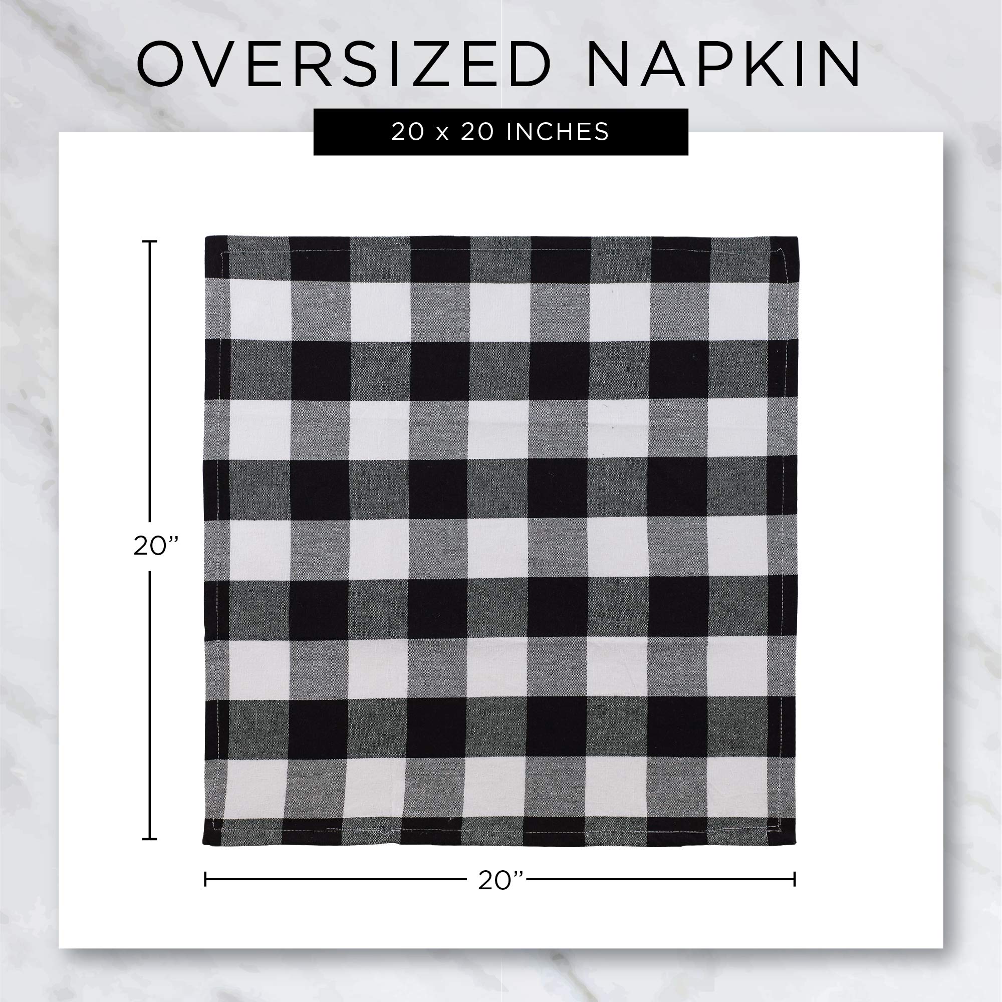 DII Buffalo Check Collection, Classic Farmhouse Cloth Napkin Set, 20x20, Pink & White, 6 Piece