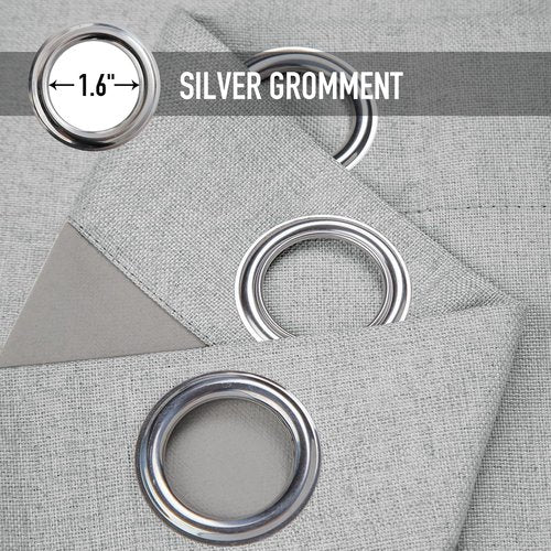 Blackout Shield Extra Wide Sliding Door Curtains - 100% Light Blocking Grommet Drapes, 100”W x 84”L, Grey