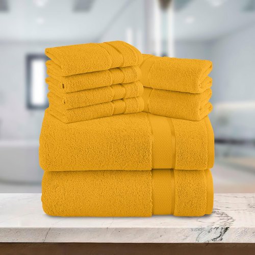 Elegant Comfort Premium Cotton Towel Set - 8-Piece Highly Absorbent Turkish Cotton | 4 Washcloths, 2 Hand Towels, 2 Bath Towels