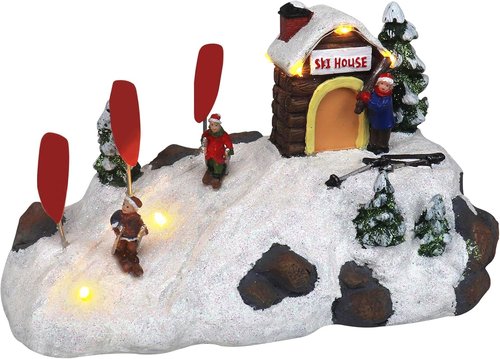 Christmas Village Tabletop Ski Down The Mountain - Pre-Lit Winter Snow Scene - Perfect Holiday Home Décor