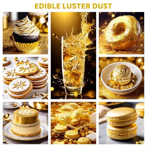 Cherrysea Luster Dust Edible Shimmer Powder - 15g Food Grade Cake Coloring for Cocktails, Cookies & More