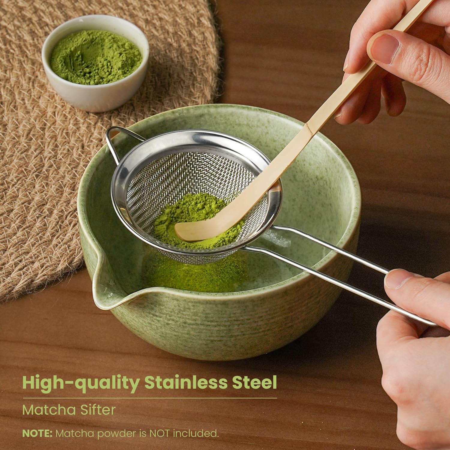 Skiennix Matcha Whisk Set - Complete 5-Piece Kit with Ceramic Bowl, Bamboo Chasen & Sifter