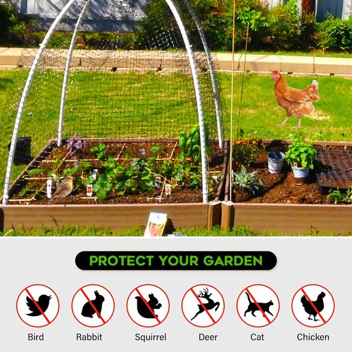 FEED GARDEN Heavy Duty Deer Netting - UV-Protected 7x100ft Garden Fence with 3/4" Mesh | Includes 10 Stakes & 50 Zip Ties