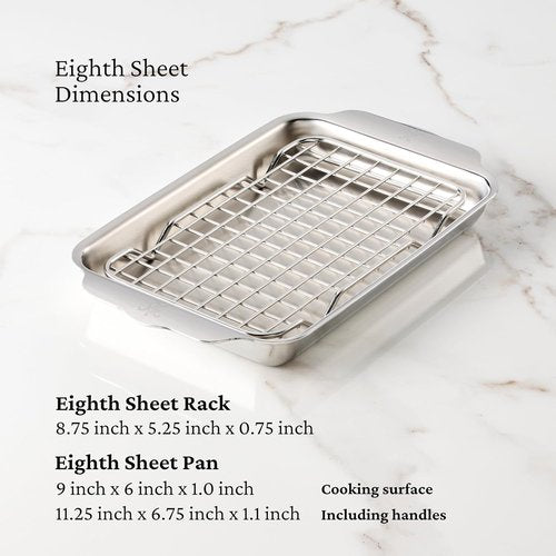 Hestan OvenBond Provisions - Mini Eighth Sheet Pan & Rack Set | Tri-Ply Stainless Steel (6 x 9")