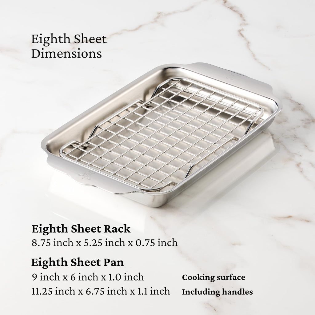 Hestan OvenBond Provisions - Tri-Ply Stainless Steel 2-Piece Mini-Eighth Sheet Pan & Rack Set (6 x 9")