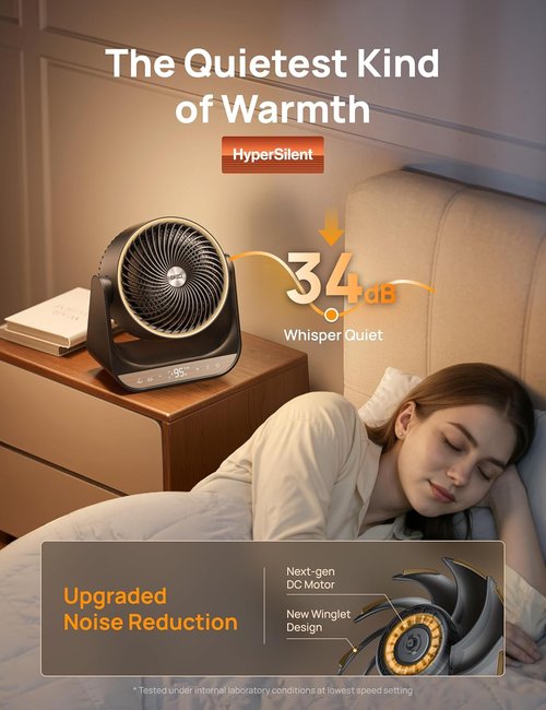 DREO Whole Room Heater - 3D Oscillating Heating with Long-Range Circulator | 3 Heat & Fan Settings, Black