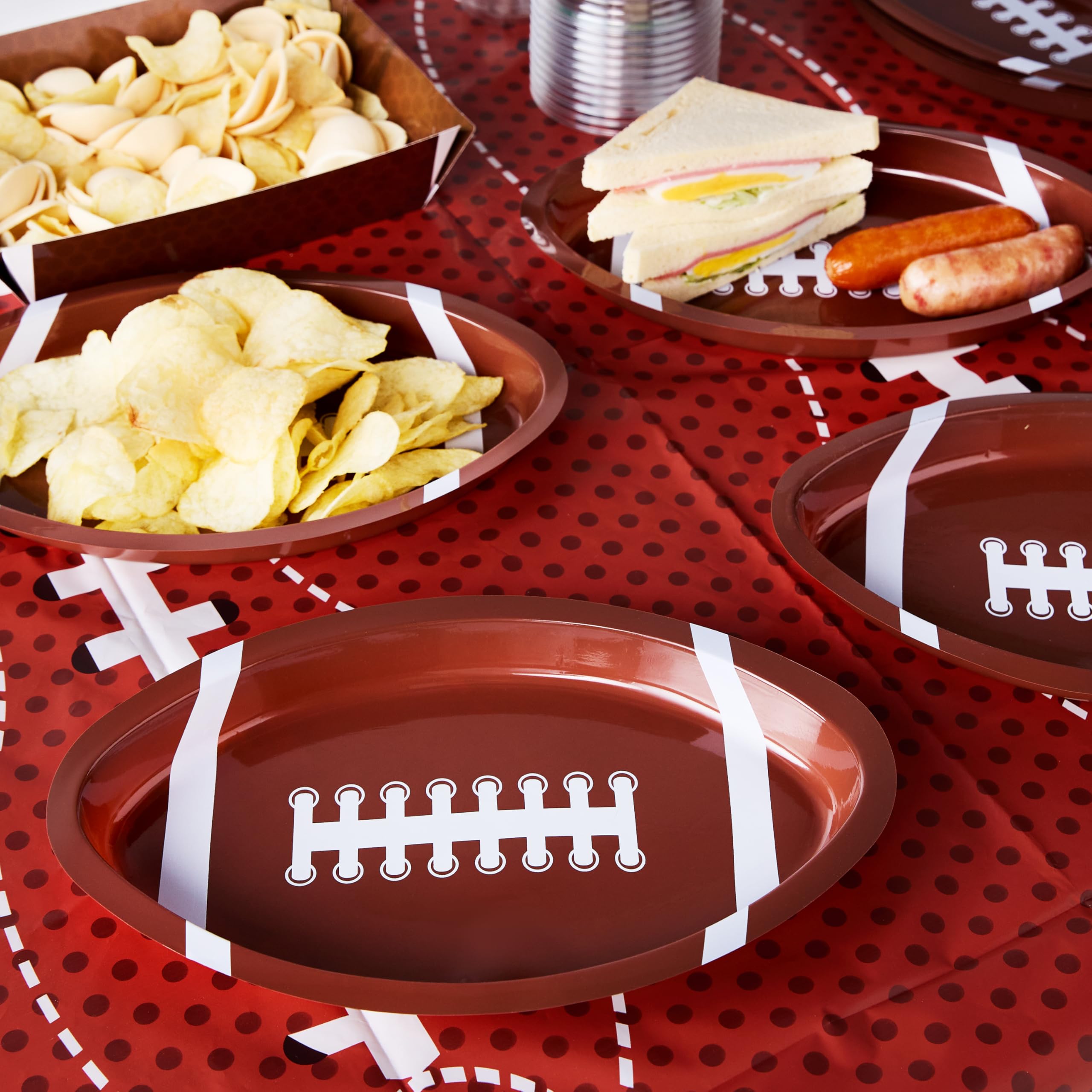 JOYIN 12 Pcs Football Plastic Trays, 11.5" X 7.5" Football Snack Trays & Platter, Sports Event Tailgate Party Supplies