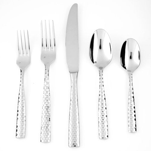 Fortessa Lucca Faceted 18/10 Stainless Steel Flatware Espresso Spoon, Set of 12