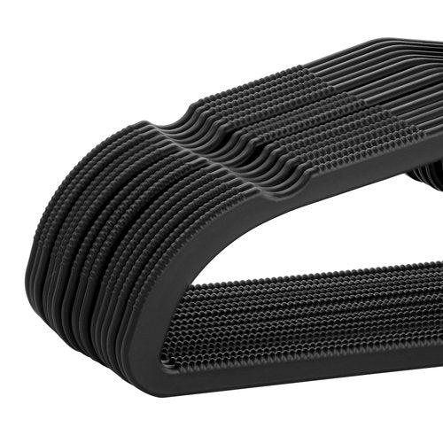 Elama Home 30 Piece Rubber Non Slip Hanger with U-Slide in Black, 30 Piece Set (ELH-30)