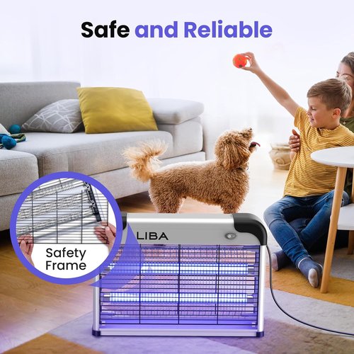 LiBa Electric Bug Zapper | Powerful 2800V Indoor Insect Killer - Includes 2 Extra Replacement Bulbs - Easy to Clean