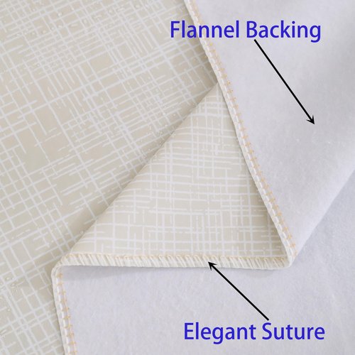 Heavy Duty Vinyl Tablecloth with Flannel Backing Waterproof Oil-Proof Plastic Table Cloth Stain-Resistant Wipeable Rectangle or Square Table Cover for Indoor and Outdoor (Beige Striped,60x84 Inch)
